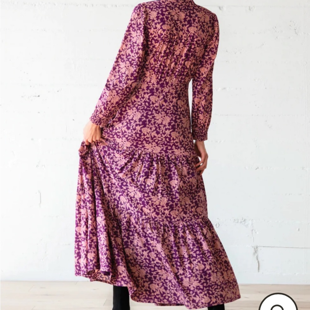 NWT WVN CHESTER MAXI DRESS, VINE PRINT BEET - Picture 3 of 9